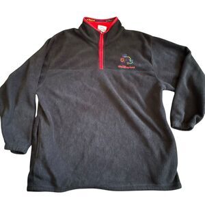 Vintage WALT‎ DISNEY WORLD Quarter Zip Fleece Pullover Sweatshirt Large Black